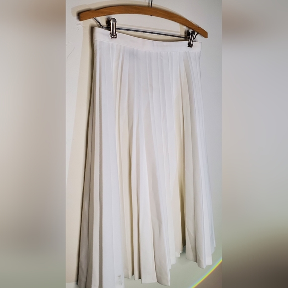 Vintage 60s White Crisp Pleated A-Line Midi Midcalf Marilyn Glam Skirt - Picture 10 of 10